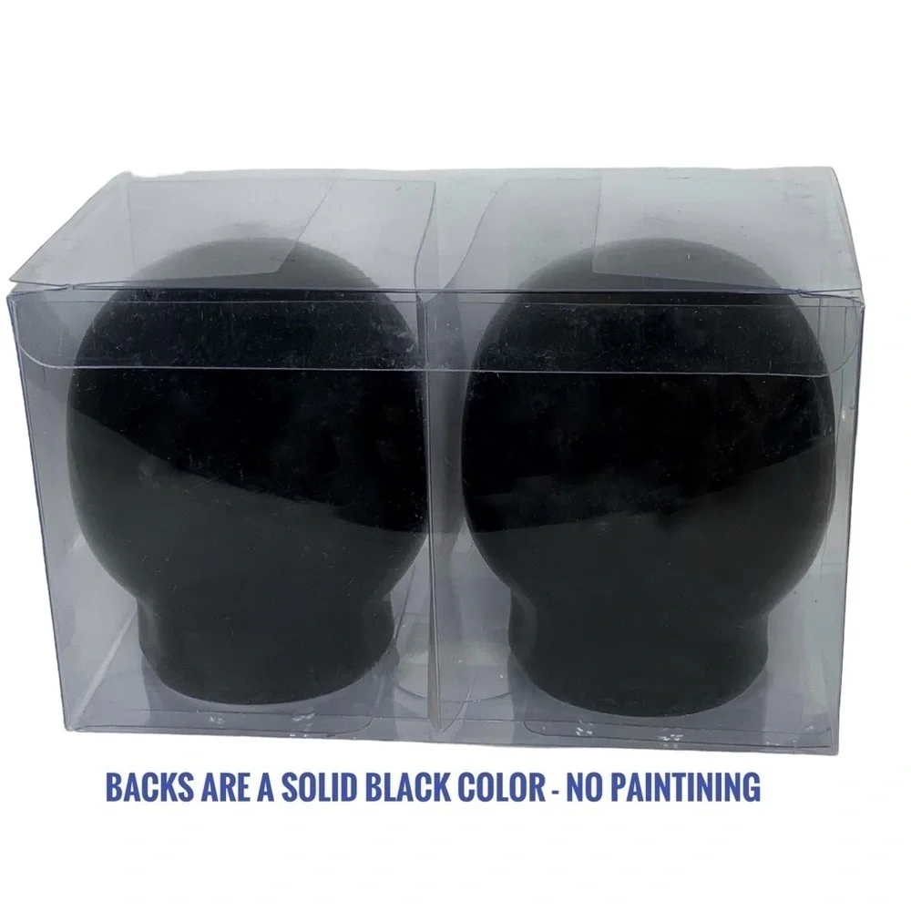 Sugar Skull Salt Pepper Shaker Set Ceramic Day of the Dead Multicolor Black 2 PC
